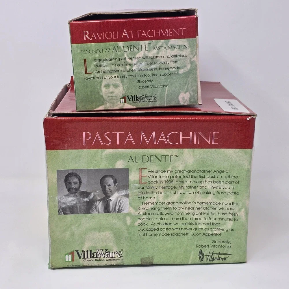 VillaWare Al Dente Pasta Machine With Ravioli Attachment Set Chrome Steel Silver